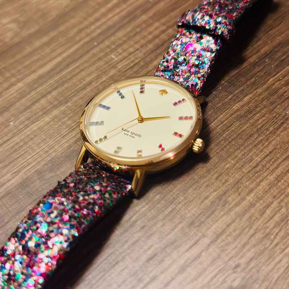 Kate Spade ♠️ Gold and Multicolor Glitter ✨ 🌈Watch RARE